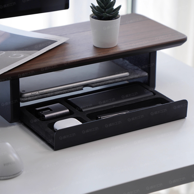 Desk Setup Computer - Suporte para monitor, gavetas de armazenamento,