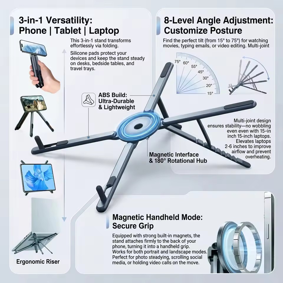 Desk Setup Stand - Suporte Magnético Portátil para Telefone e