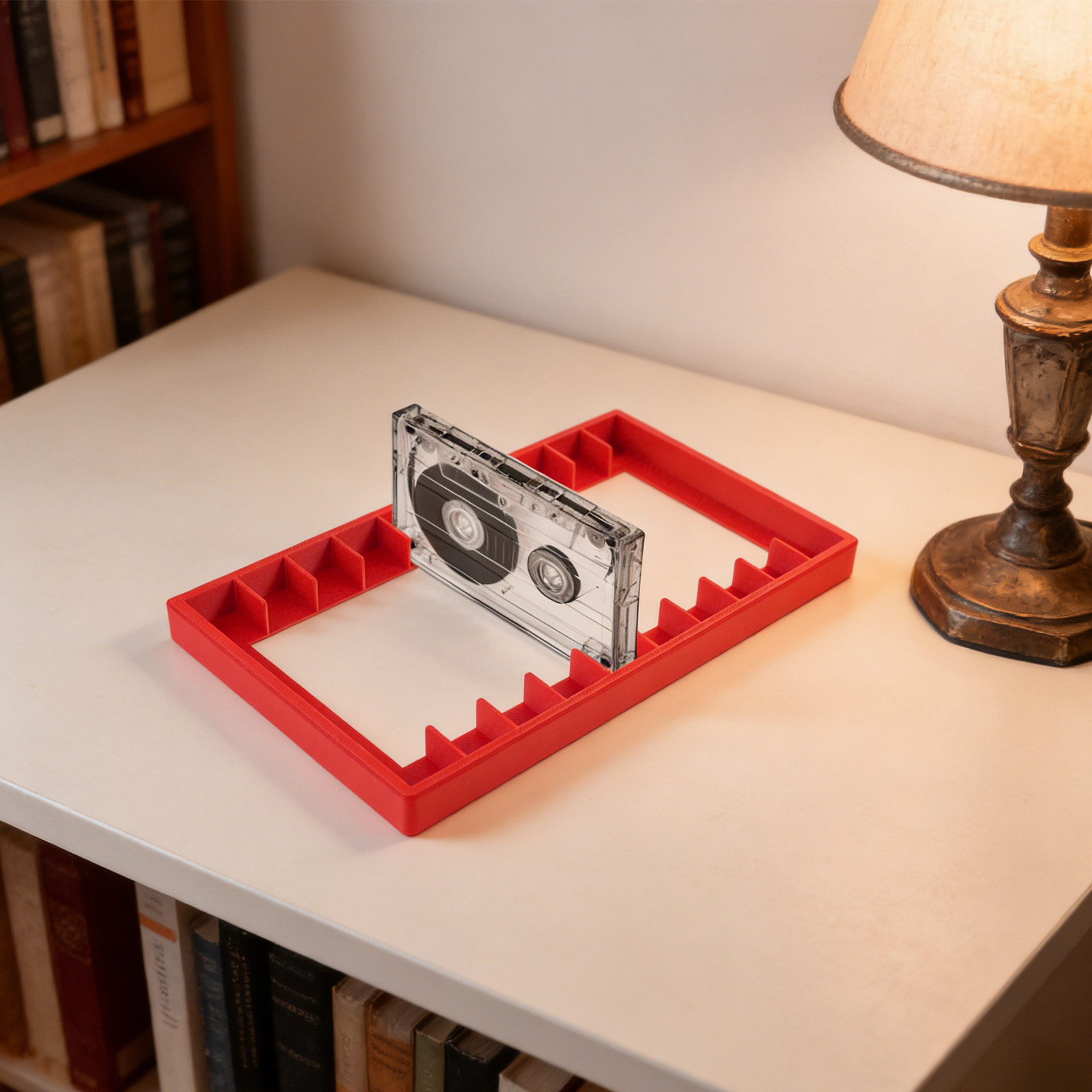 Desk Setup Red - Organizador de Armazenamento para Cassetes com