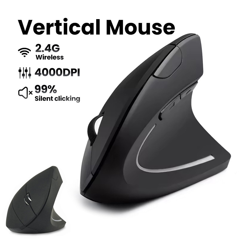 Ergonomic Desk Setup Keyboard - Mouse Ergonômico Sem Fio 1600 DPI