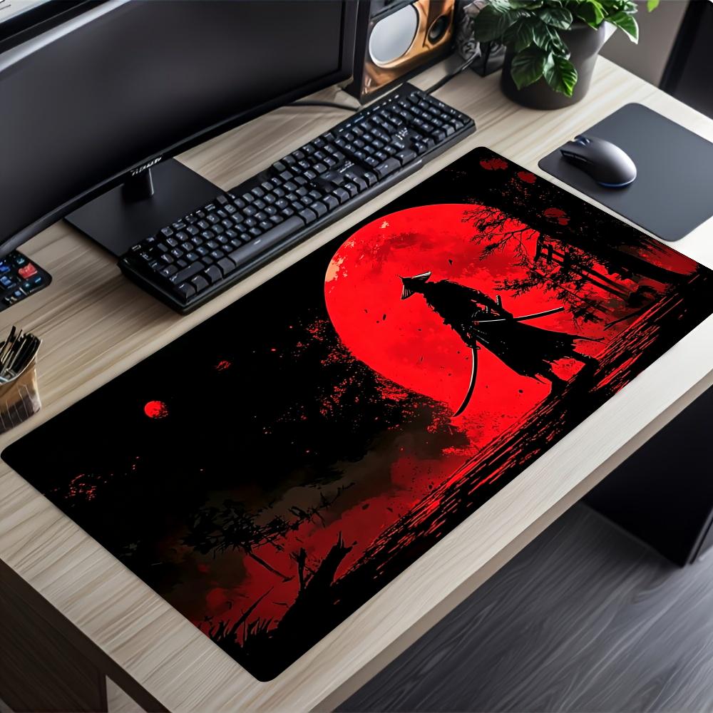 Desk Setup Red - Tapete de rato Samurai Red Moon