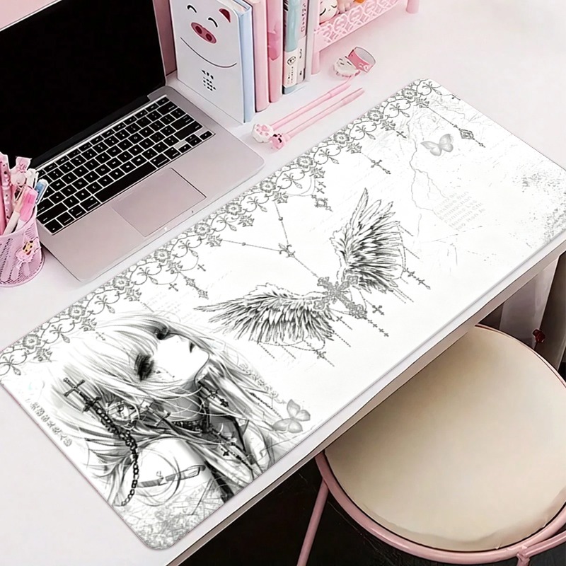 Desk Setup Rug - Mousepad de Couro Preto e Branco