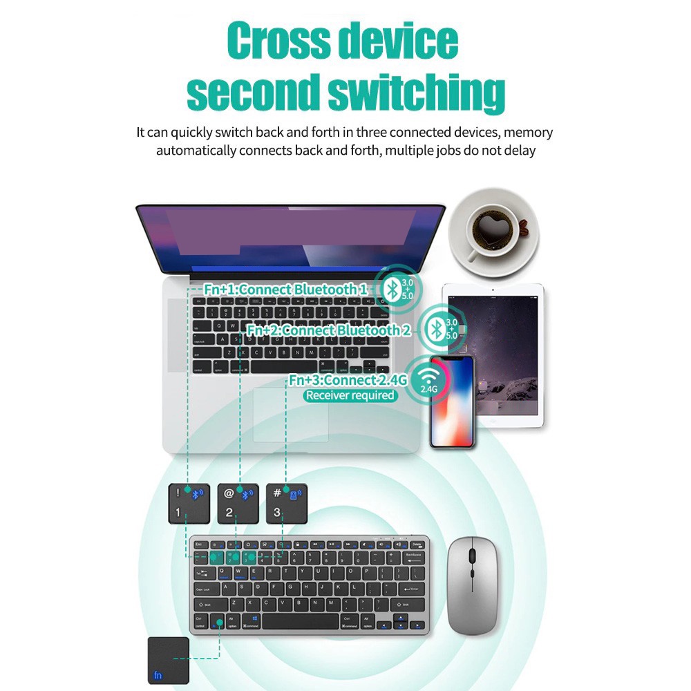 Teclado sem fio bluetooth 5.0  - Desk Setup Ipad avaliação e preço