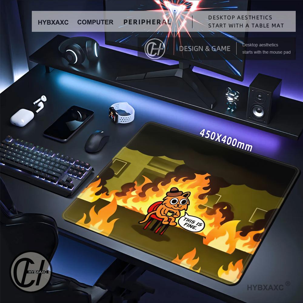 Mouse Pad HYBXAXC This Is Fine - Desk Setup Or Set Up avaliação e preço